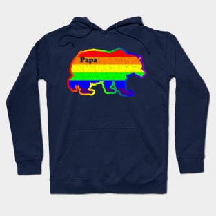 Mens Gay Fathers Day LGBT Rainbow Papa Bear Pride Hoodie